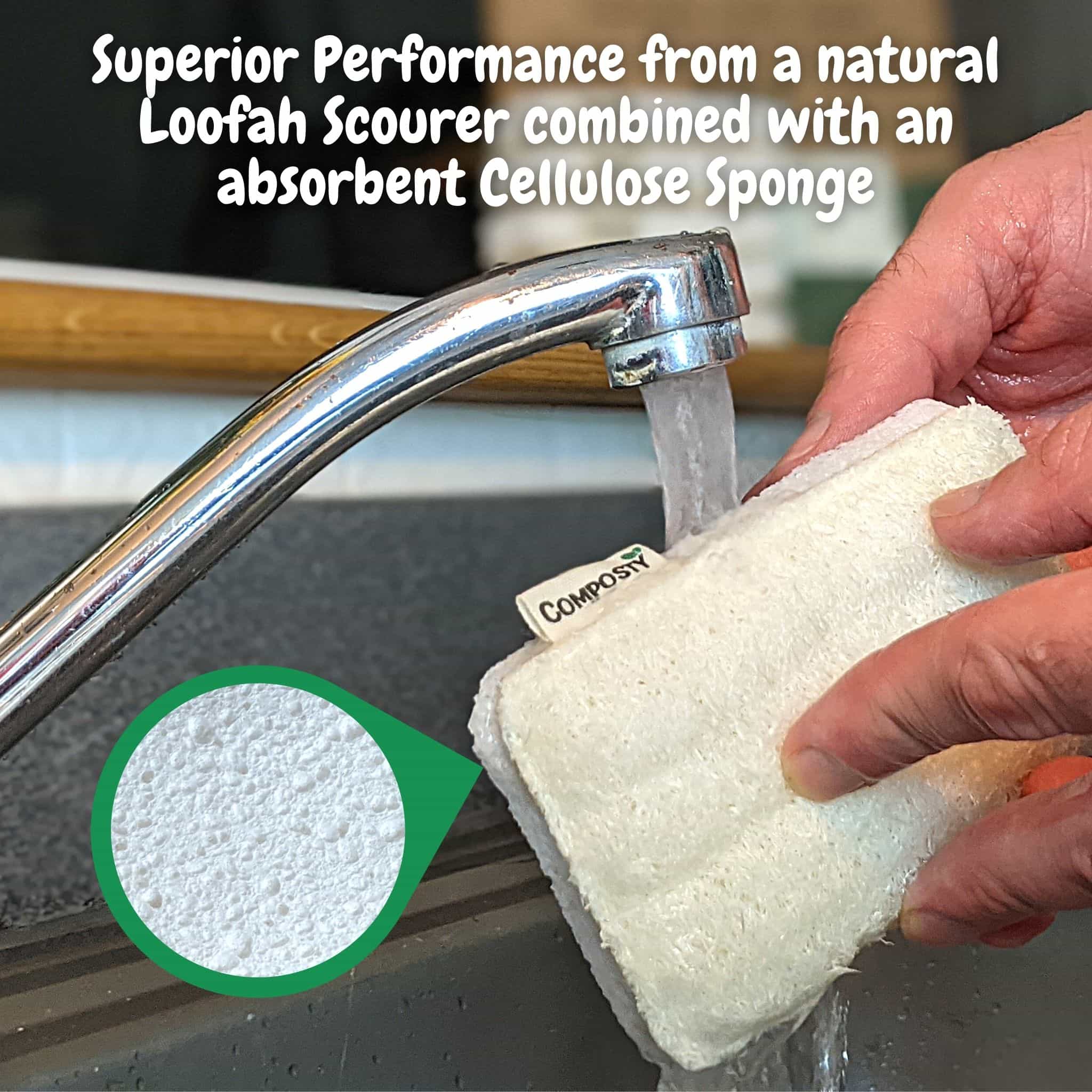 Composty - Wholesale Cleaning Sponge - Composty | 'Loofah' Eco Scourer Sponges | 6 Pack | 4