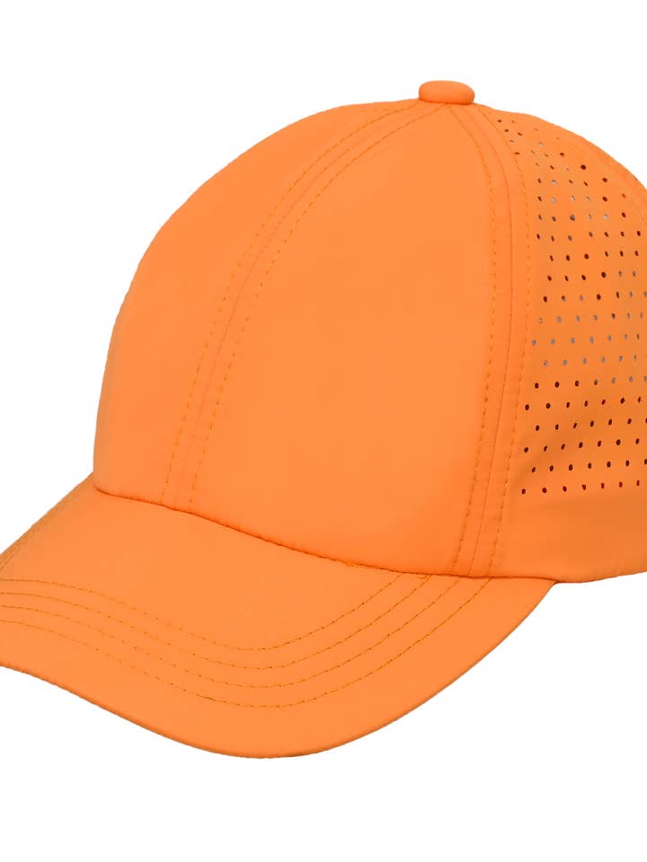 Laser Cut Unstructured Running Cap - Orange for wholesale by Funky Junque