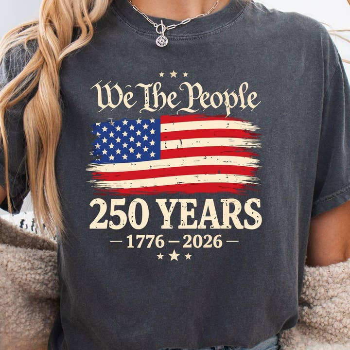 250th Anniversary USA T-Shirt, Distressed American Flag for wholesale by Teedico