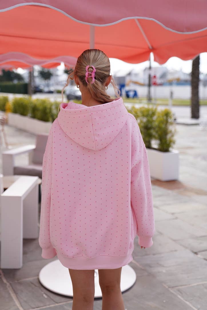 Sunkissed Coconut - Wholesale Hoodie - Women's - Light Pink Polka Dot Hoodie 100% Cotton16
