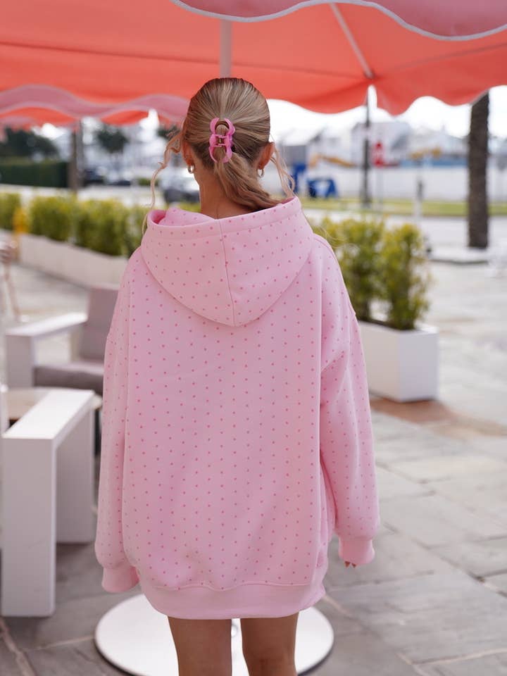 Sunkissed Coconut - Wholesale Hoodie - Women's - Light Pink Polka Dot Hoodie 100% Cotton16