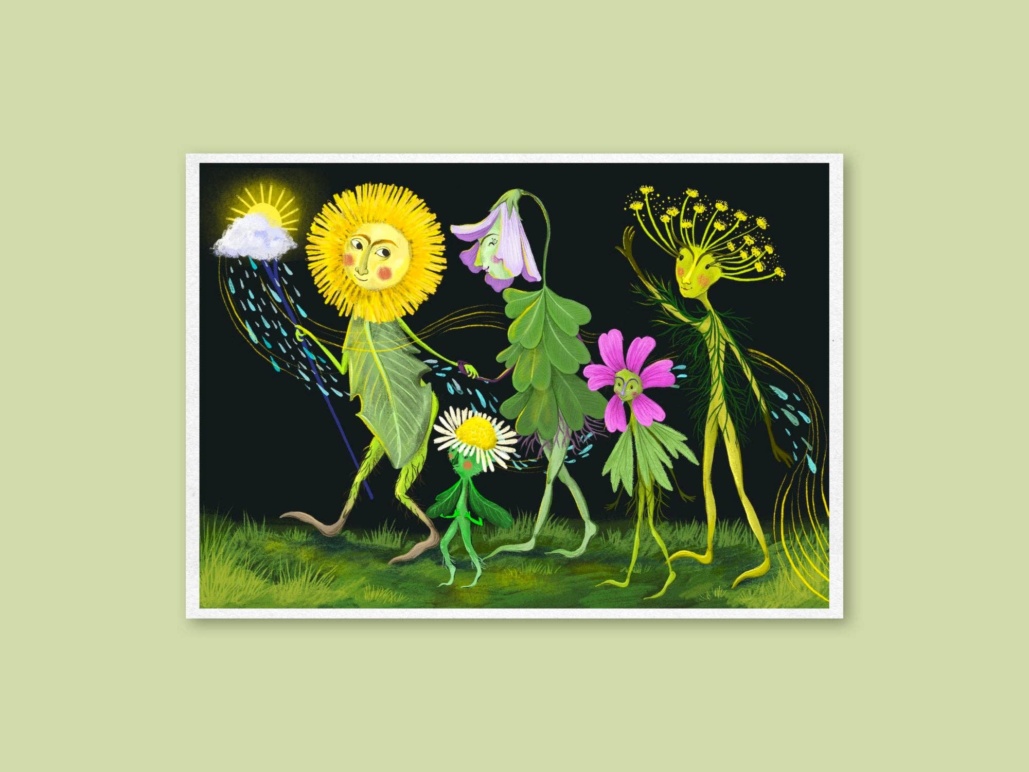 Anna Seed Art - Wholesale Art print - Art Print - Flower Parade - Whimsical, imaginative illustration -