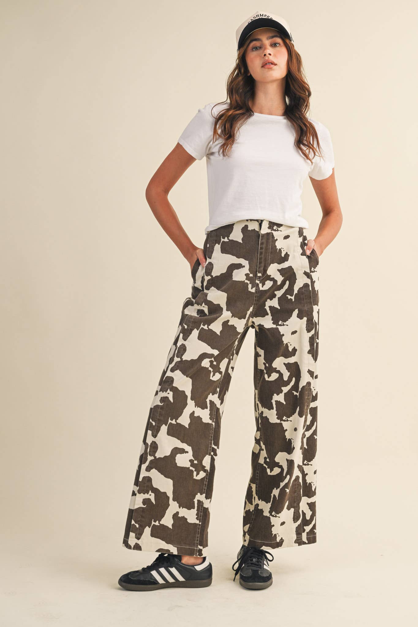 COW PRINT HIGH WAIST WIDE LEG PANTS MP4105 for wholesale on Faire10