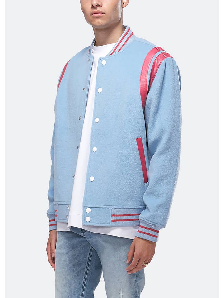 Robink - Wholesale Varsity/Baseball Jacket - Men's - Konus Men's Wool Blend Varsity Jacket in Blue