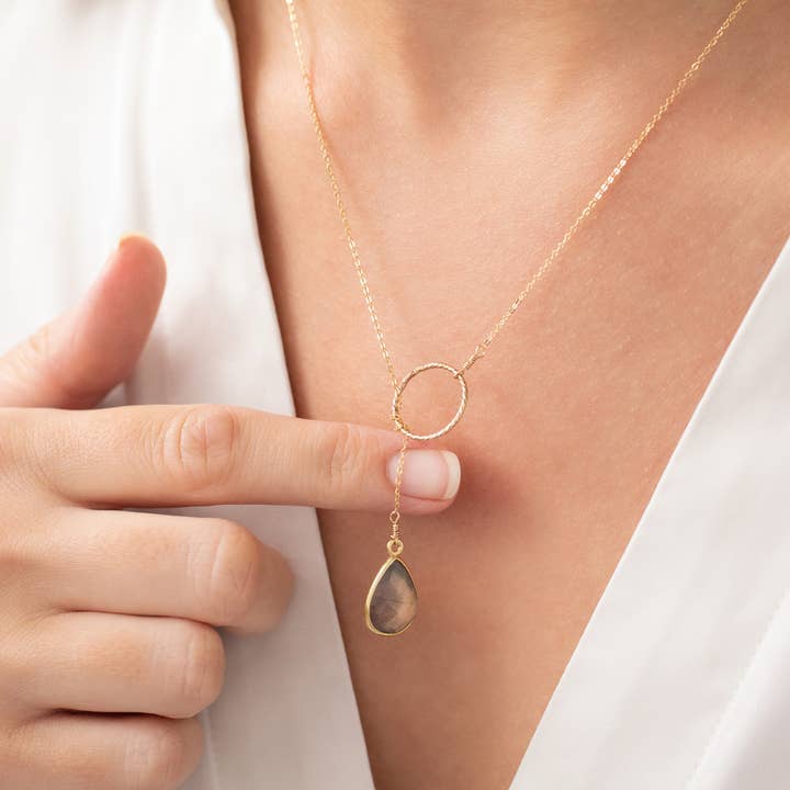 Labradorit Lariat Halsband för wholesale av Thira Jewelry