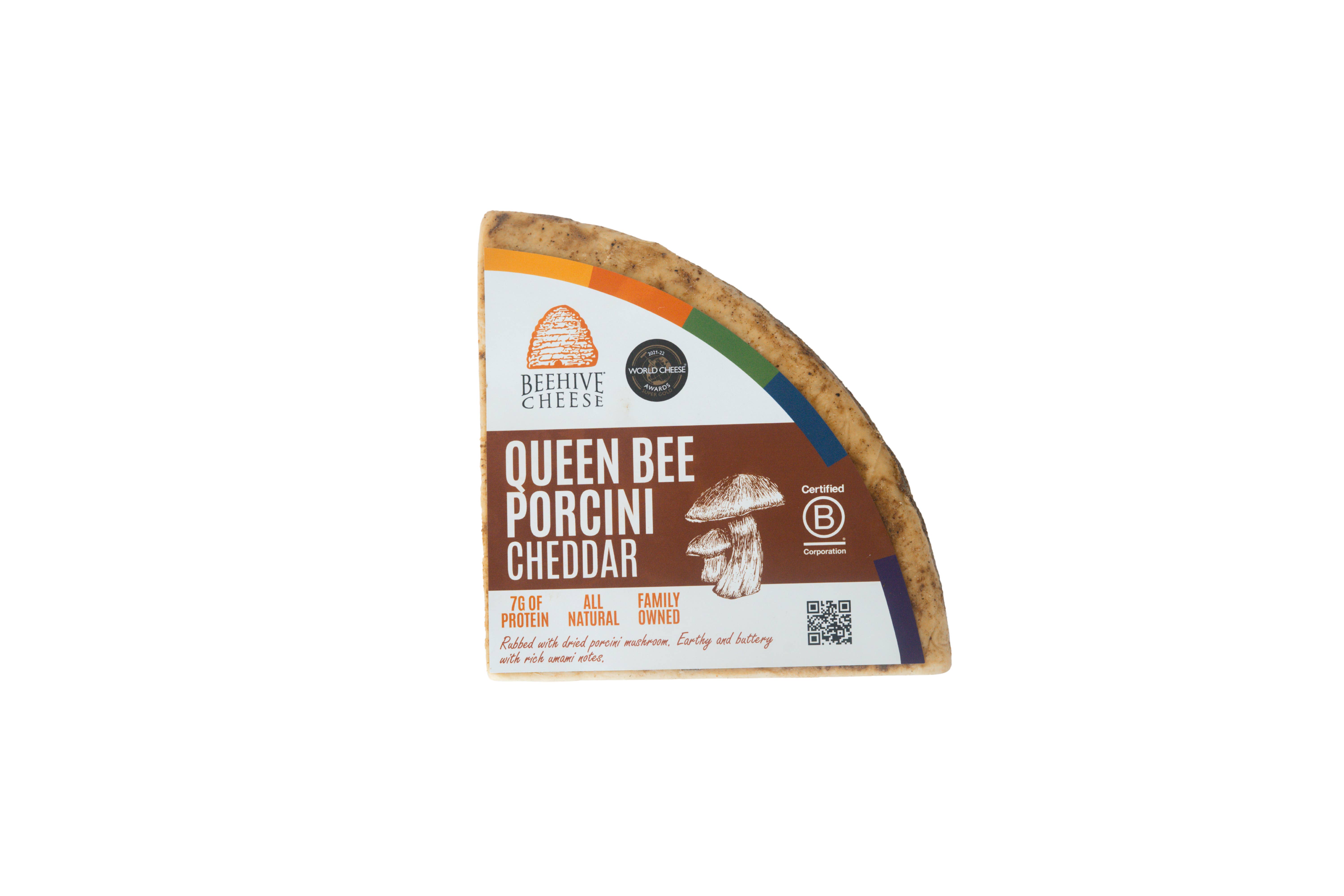 Beehive Cheese Co. LLC - Wholesale Cheese - Queen Bee Porcini Cheddar 1/5LB Case