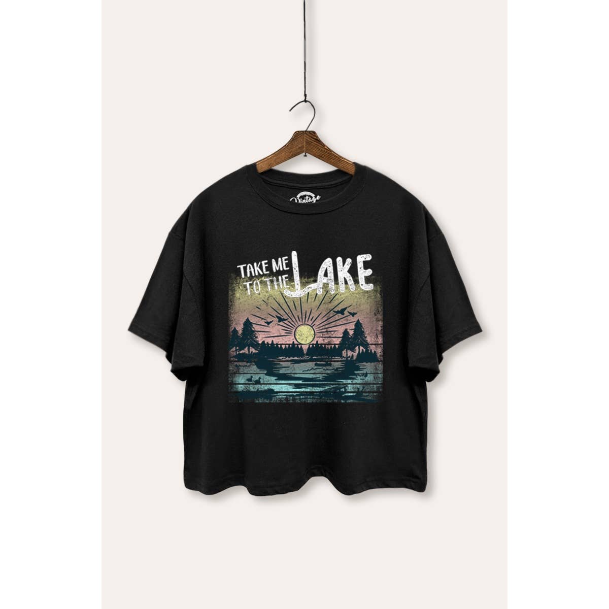 PINK NABI - Wholesale T-Shirt (Graphic) - Women's - TAKE ME TO THE LAKE GRAPHIC BOXY COTTON CROP TOP0