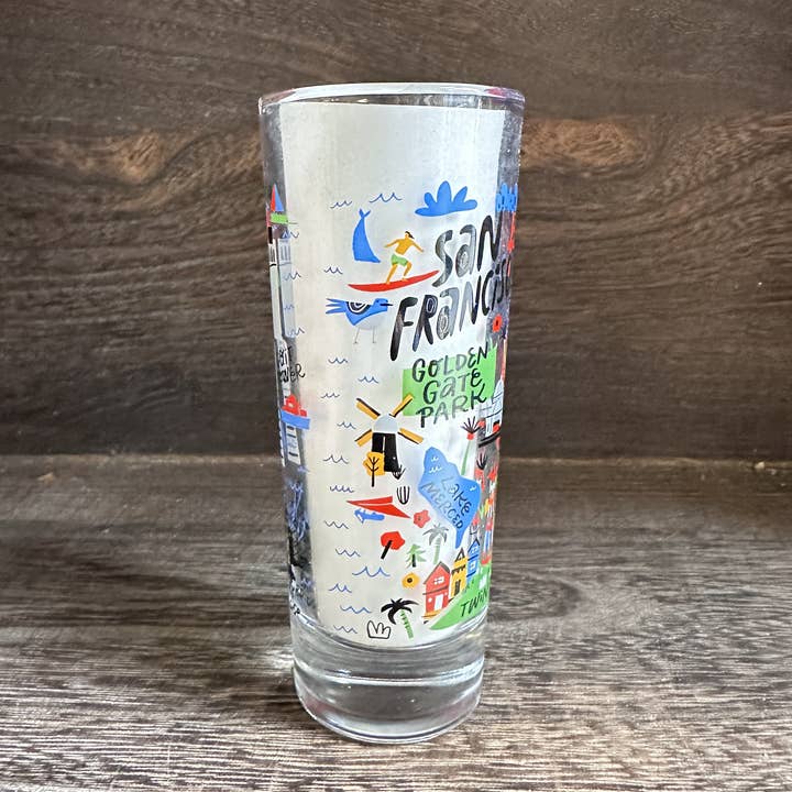 Local Notion - Wholesale Shot Glass - Shooter Shot Glass Cartoon Map San Francisco