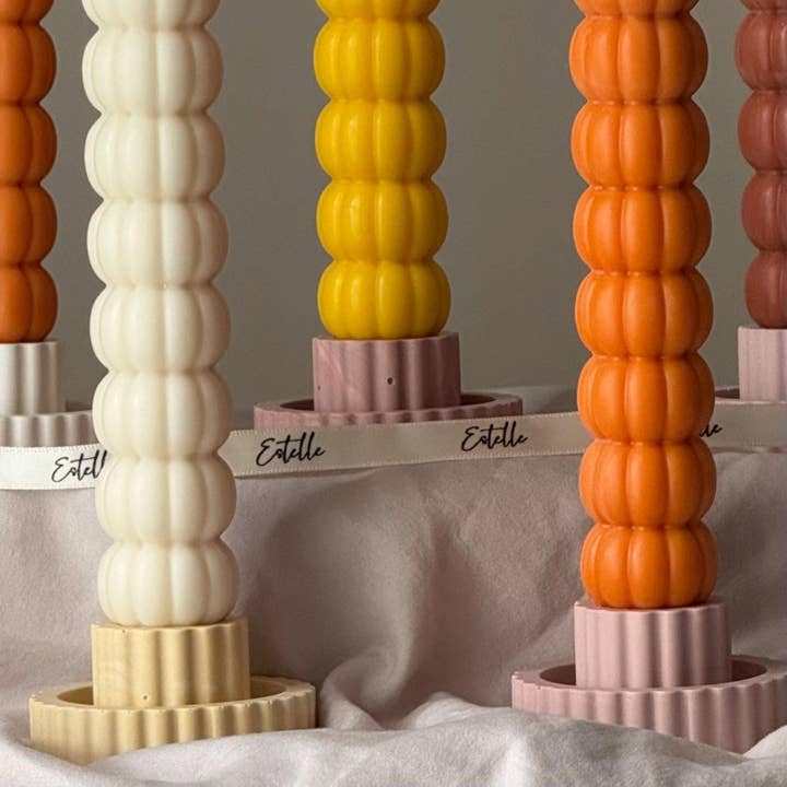 Estelle Studio - Wholesale Tapered Candle/Candlestick - Hand Poured Soy Wax Pumpkin Taper Candle: Halloween Decor3