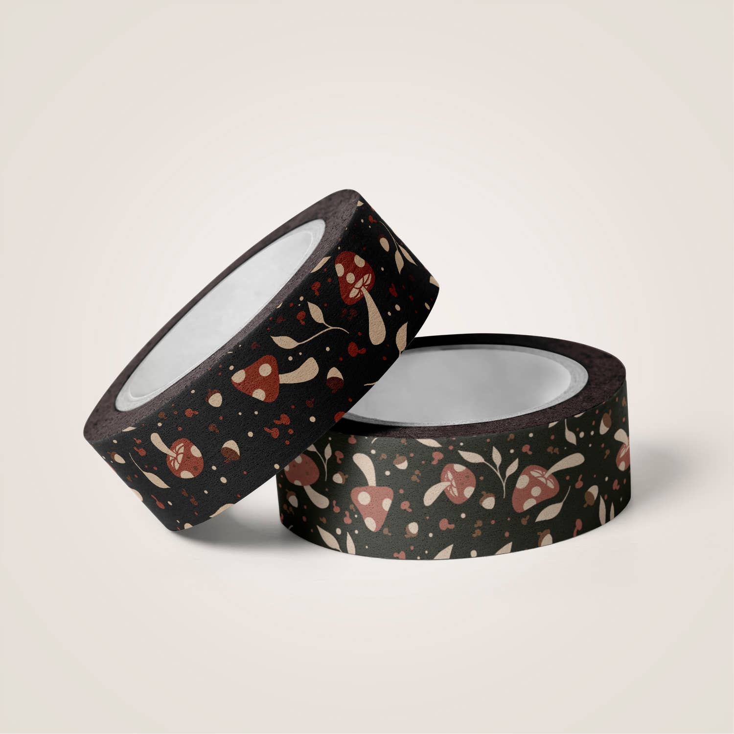 The Fabled Creative Co. – Großhandel Washi-Tape – Mushroom Dreams Washi Tape mit Pilzmotiven auf dunklem Hintergrund2