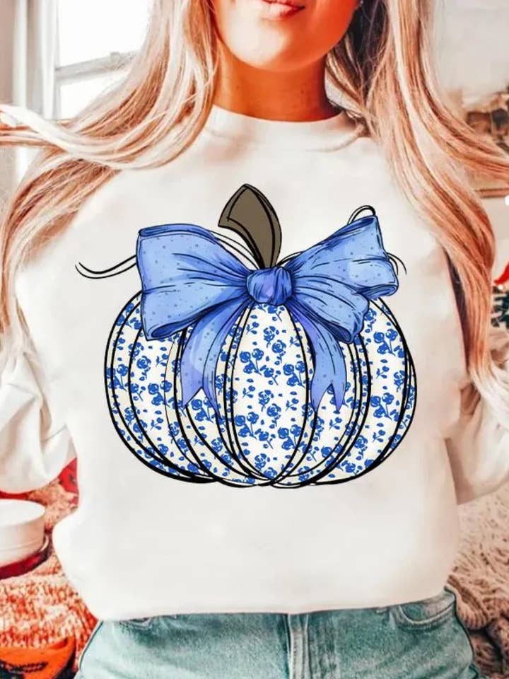 Floral Pumpkin Sweatshirt for wholesale by Front Porch Boutique