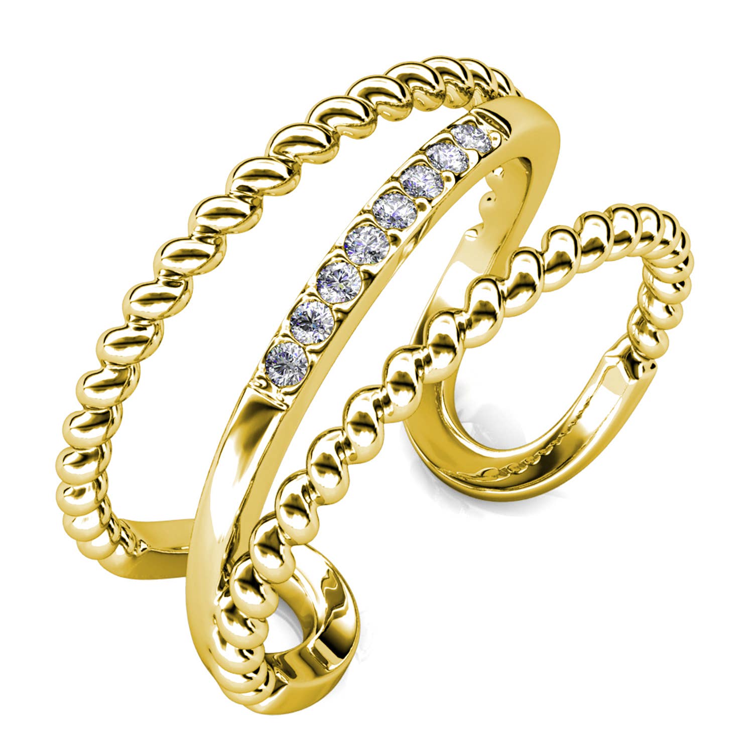 CARALI / MYC Paris - Vente Bague avec plusieurs pierres - Bague Irving - Doré Et Cristal4