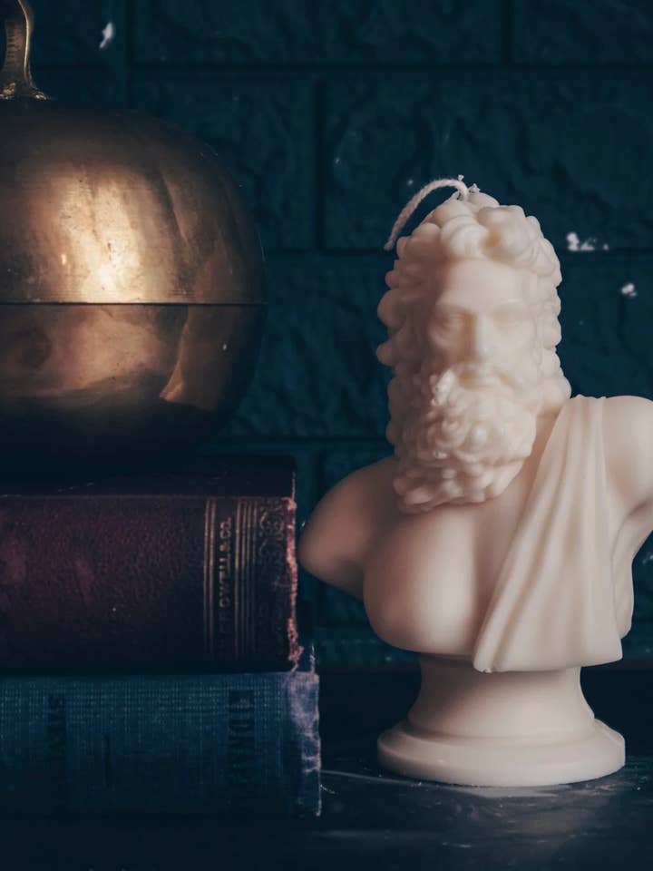 BUST OF ZEUS CANDLE | PILLAR for wholesale by A Pleasant Thought