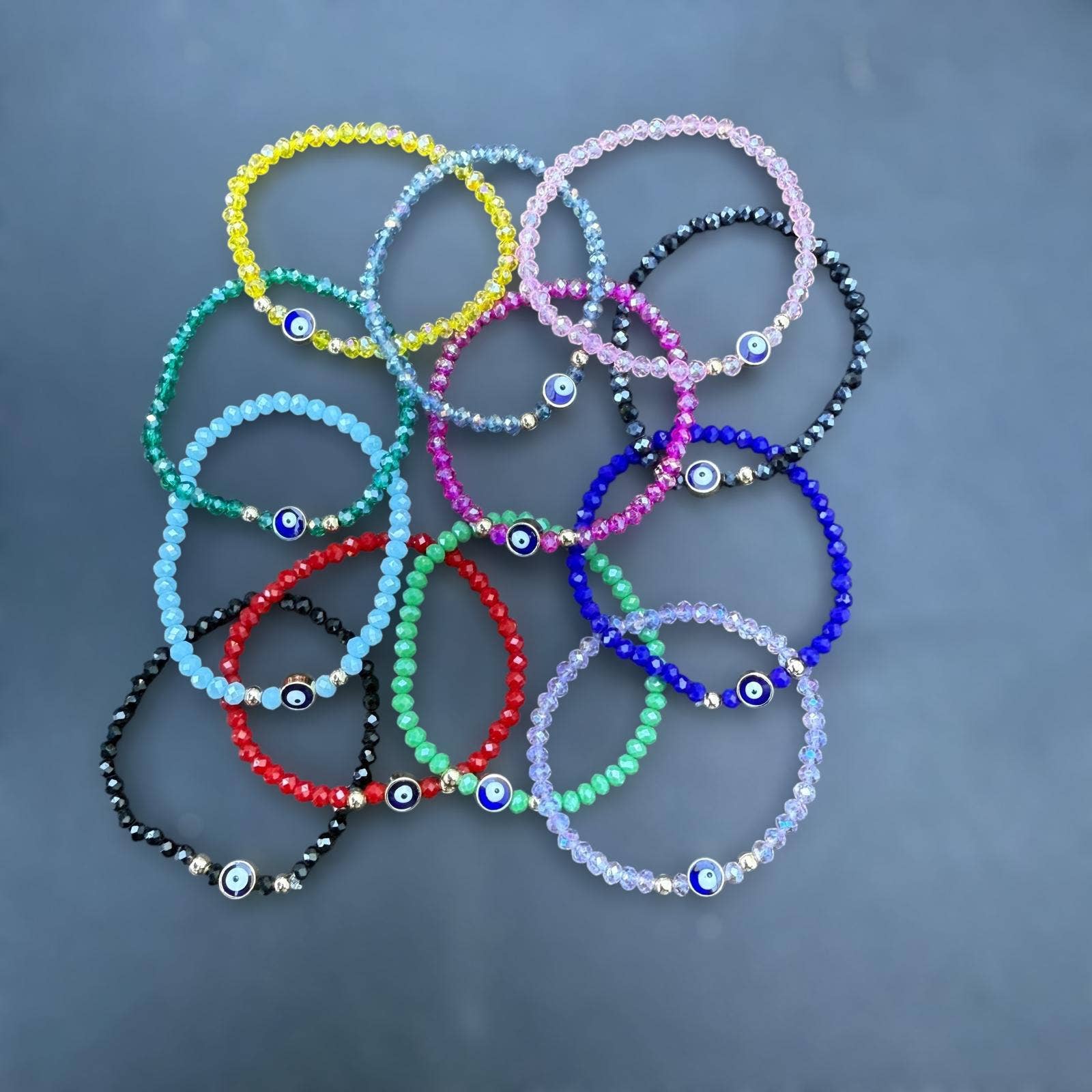 Loli - Wholesale Beaded Bracelet - Stretchy Bracelet |12 Color Mix Set | Evil Eye 4 mm Crystal 0