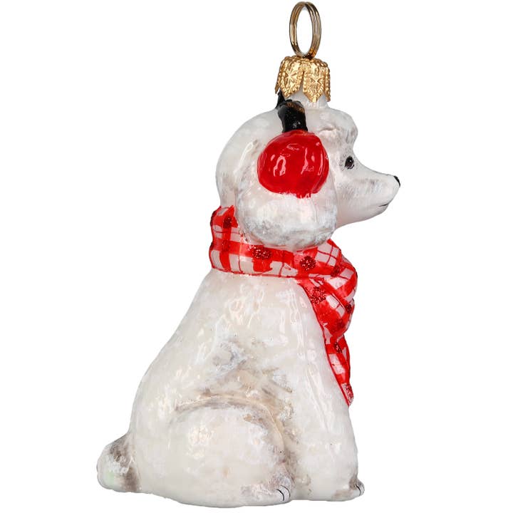 Joy To The World Collectibles - Wholesale Ornament - Poedel Wit in Bossige Sjaal en Oorwarmers1