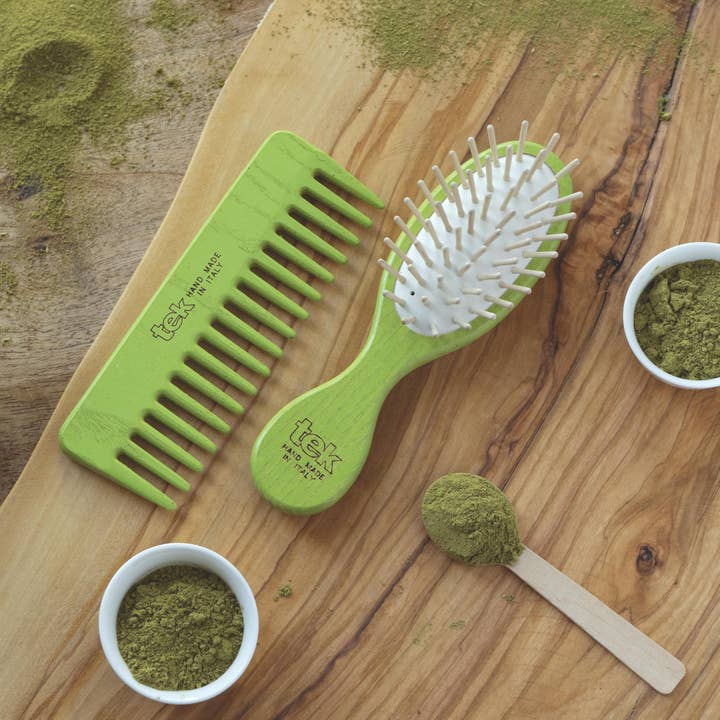 Tek Brushes – Engroshandel Hårbørste/kam – håndtaske kit: lille oval børste og lime kam2