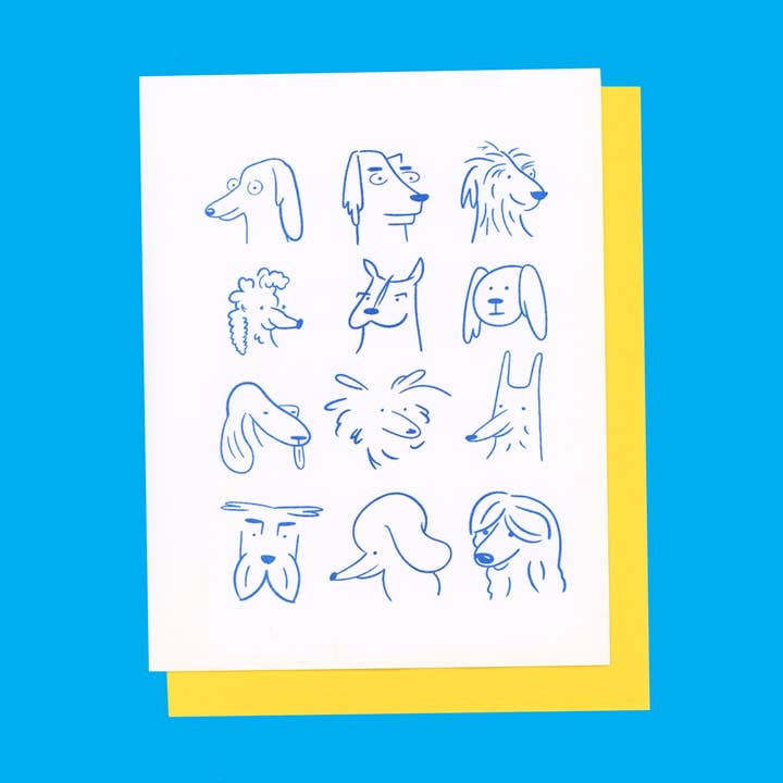 Dogs Risograph Card for wholesale by EEW art & cards