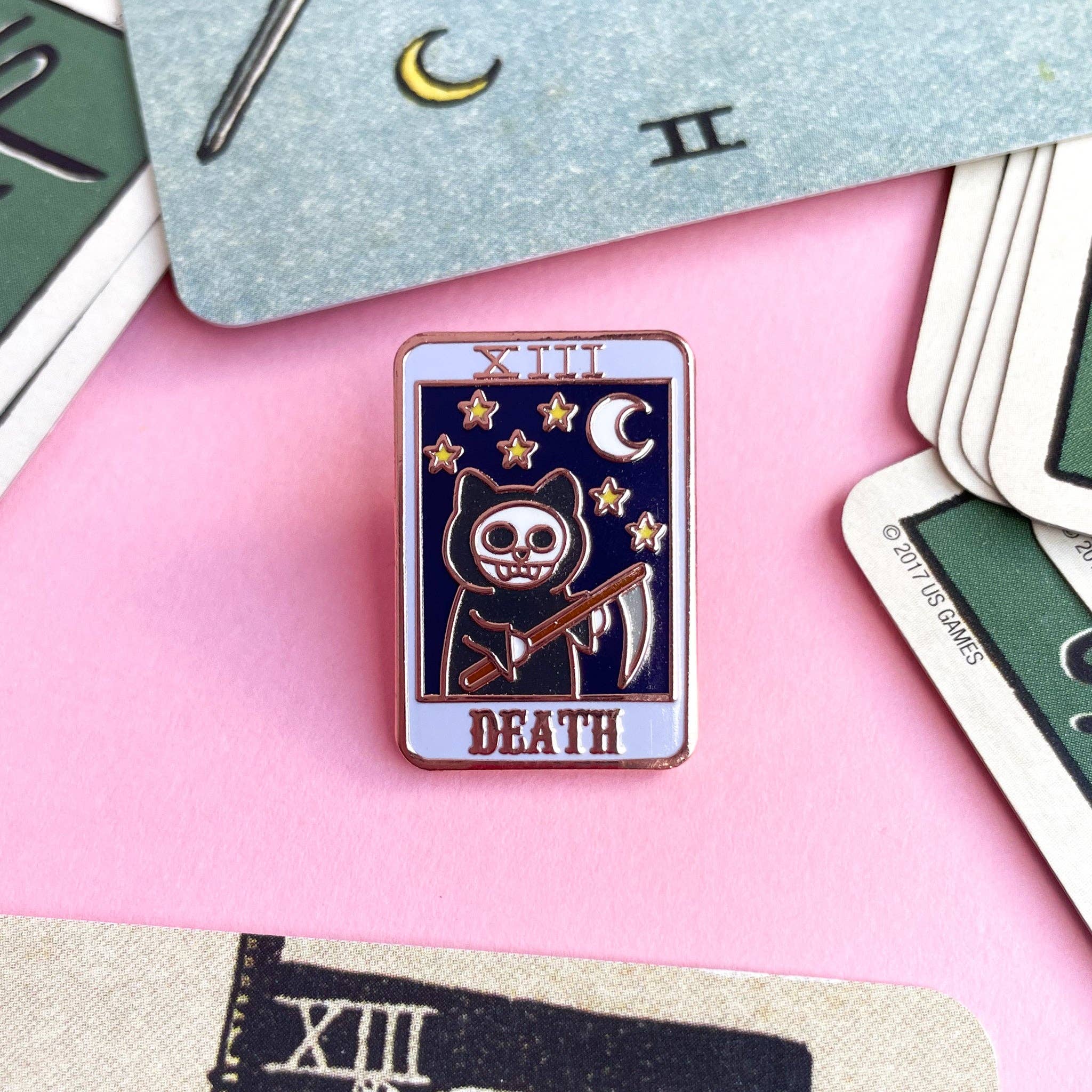 Kitty With A Cupcake - Wholesale Lapel Pin/Button - Death Tarot Kitty Enamel Pin1