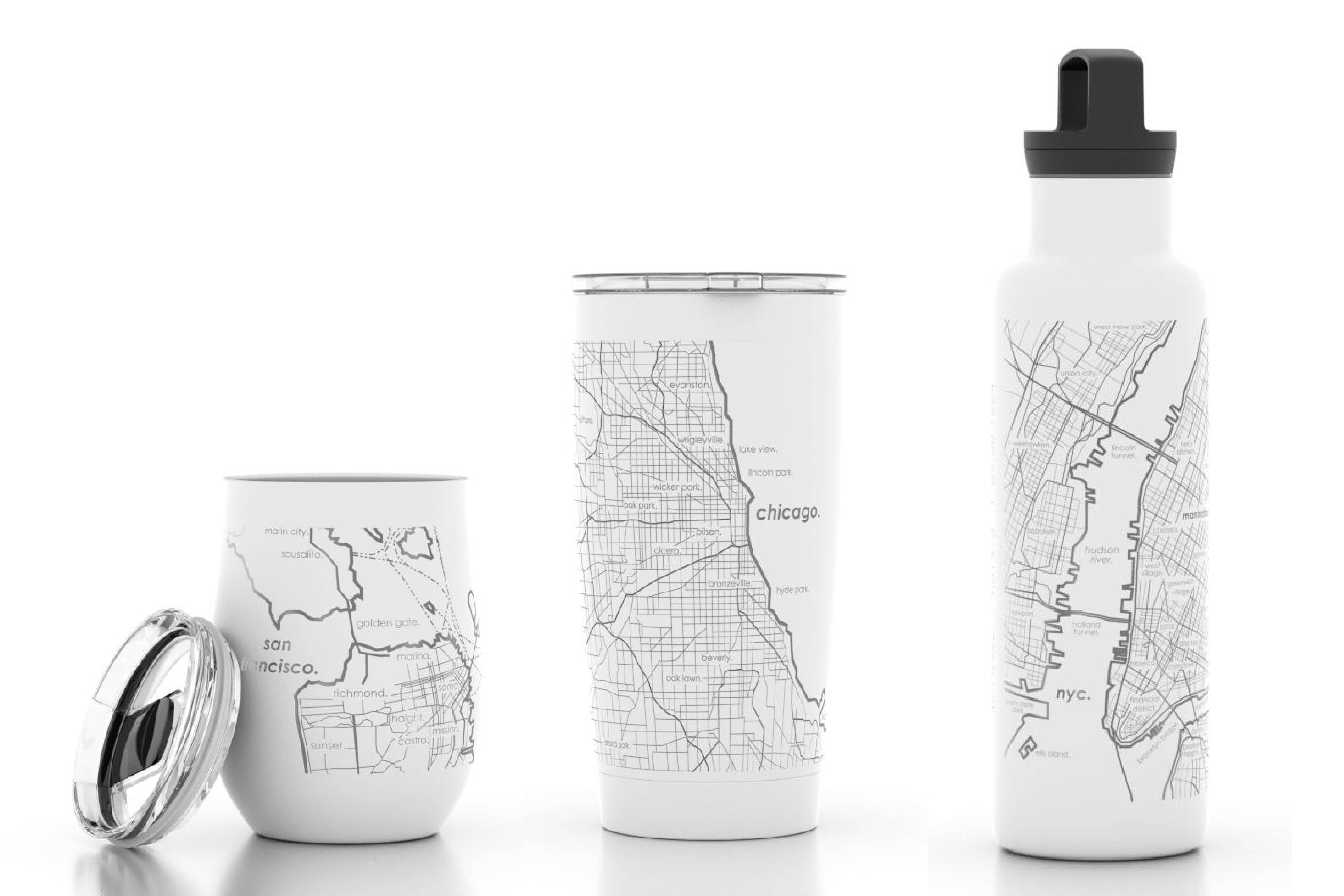 Well Told - Wholesale Water Bottle - Chicago, IL City Map - 21 oz Insulated Water Bottle11