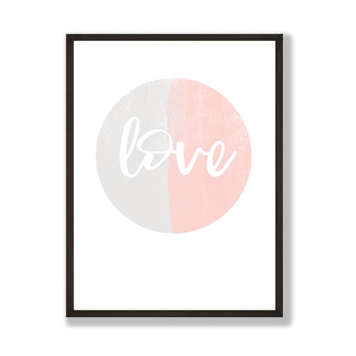 Imprimé cercle gris Love Pink pour la vente par Word Up Creative