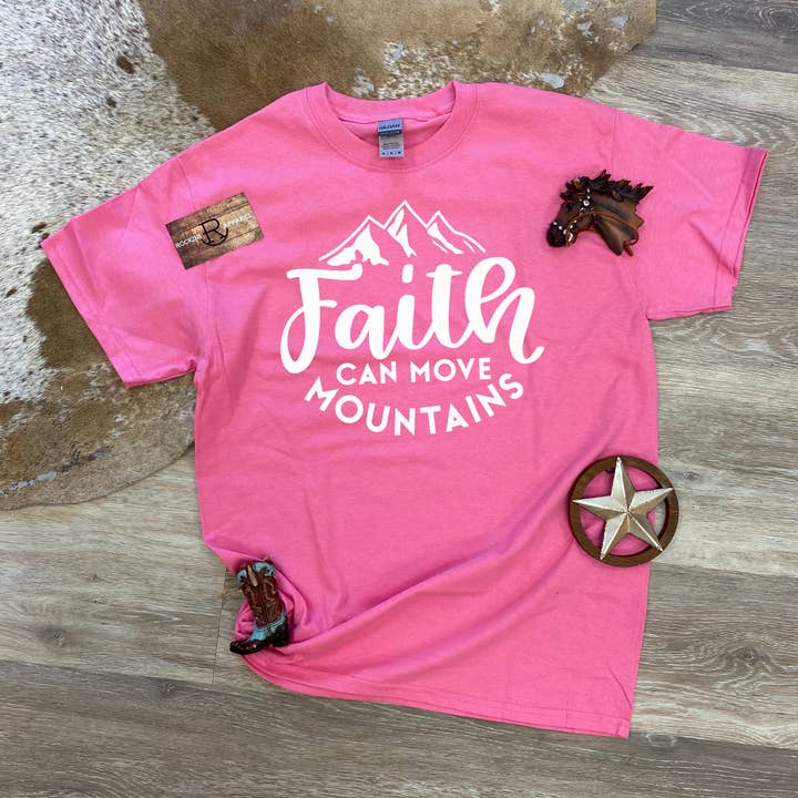 La fede può spostare le montagne Maglietta per adulti Religione per la vendita all'ingrosso da parte di Rockin R Apparel