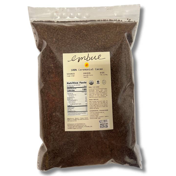 5lb. Ceremonial Cacao, Organic, 100% Semuliki Forest, Uganda for wholesale by embue cacao