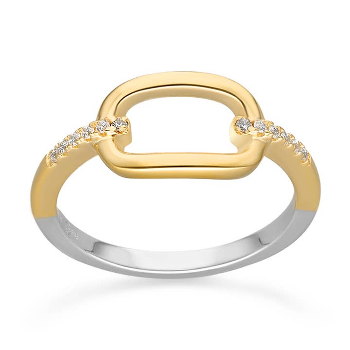 Anillo de plata dorada simple con circonias blancas de Olga para venta al por mayor de ORUS BIJOUX