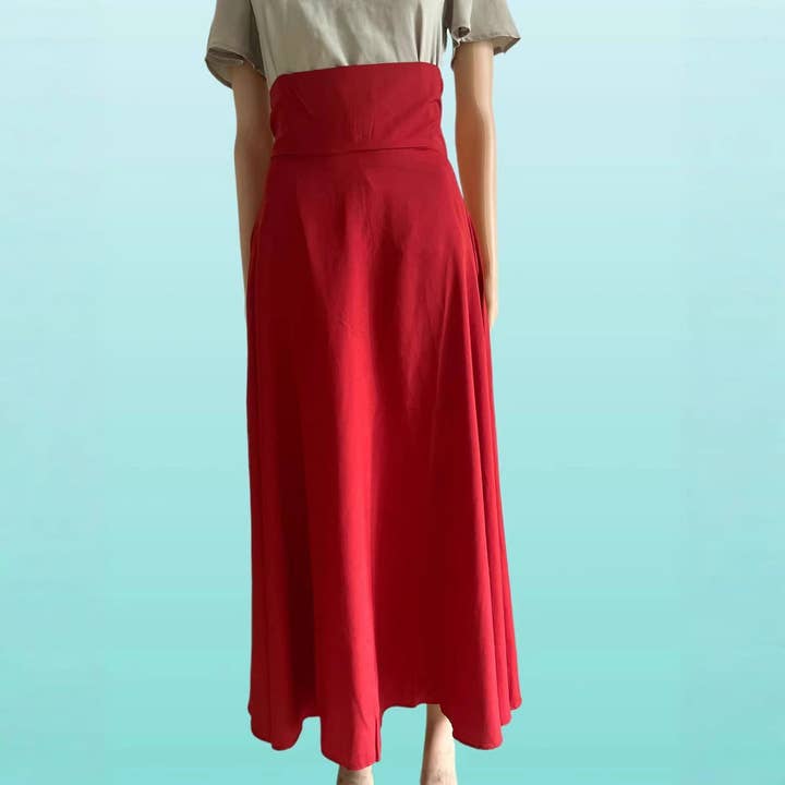 SALINA TRADING INC - Wholesale Skirt - Women's - Women Casual Solid Color Loose Pleated Long Skirt5