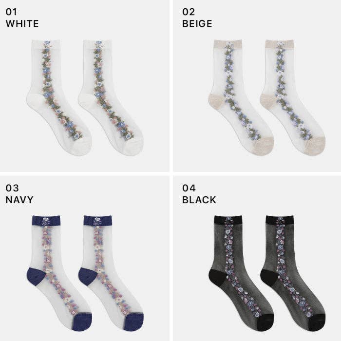 K-Wonderland – wholesale Strumpor - Dam – Vintage Flower Sheer Strumpor8