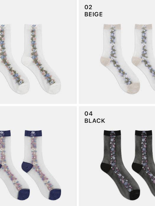 K-Wonderland – Meias - Mulher por atacado – Meias Vintage Flower Sheer8