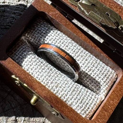 Stonington Designs/Hitch-Crafter - Wholesale Band/Stacked Ring - Whisper — 4mm Wood Inlay Tungsten Ring1