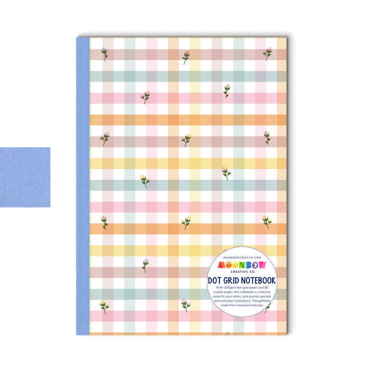 Dot Grid Notebook Dainty Flower Gingham for wholesale by Moonbow Creative Co.