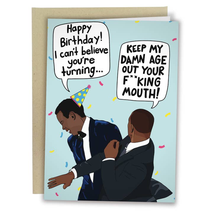 Will Smith Slap Birthday Card - Funny Birthday Card for wholesale by Sleazy Greetings