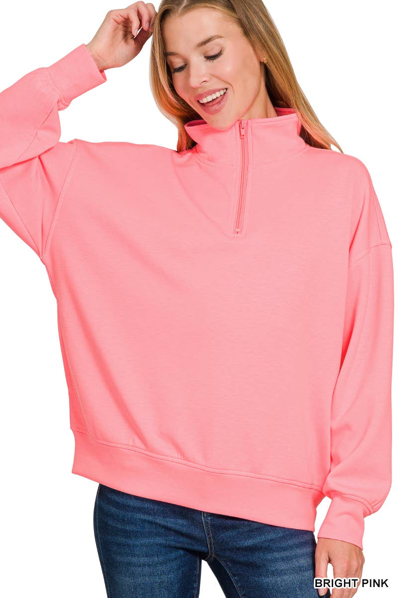 42POPS – wholesale Sweatshirt - Dam – , 0925 Scuba Half Zip Pullover med fickor SI-2704113