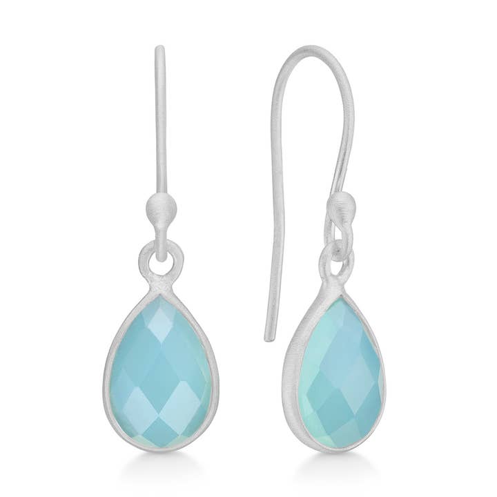 Brincos Sophie prata aqua por atacado de Lisberg Jewellery