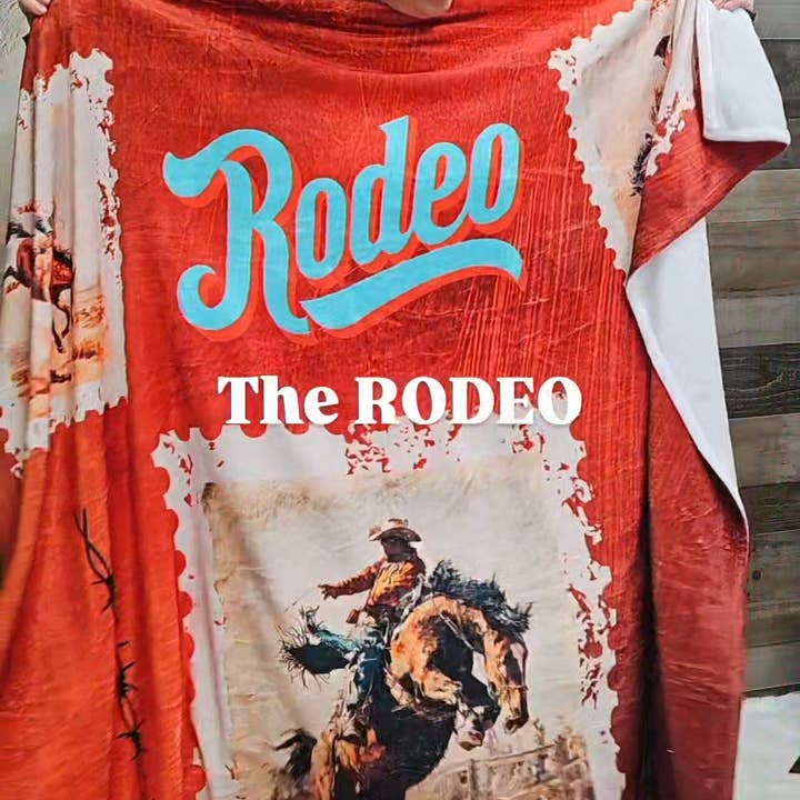 Old Rodeo Western Throw Blanket 60" x 80" Ultra Soft Made in America for wholesale by BAHA RANCH WESTERN WEAR