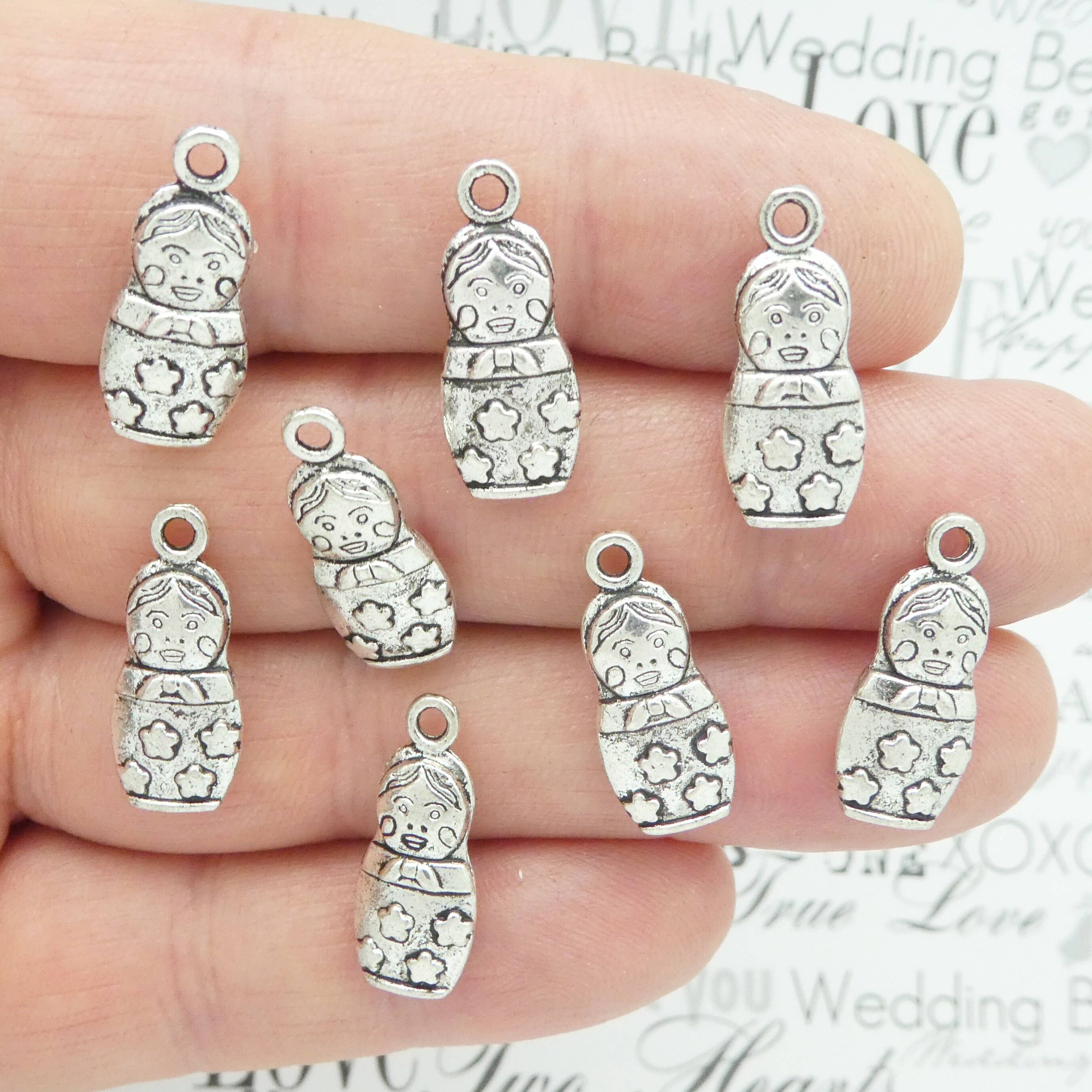 Treasure Island - Wholesale Individual Charm/Pendant - 6 Silver Russian Doll Charm Pendant by TIJC SP04212