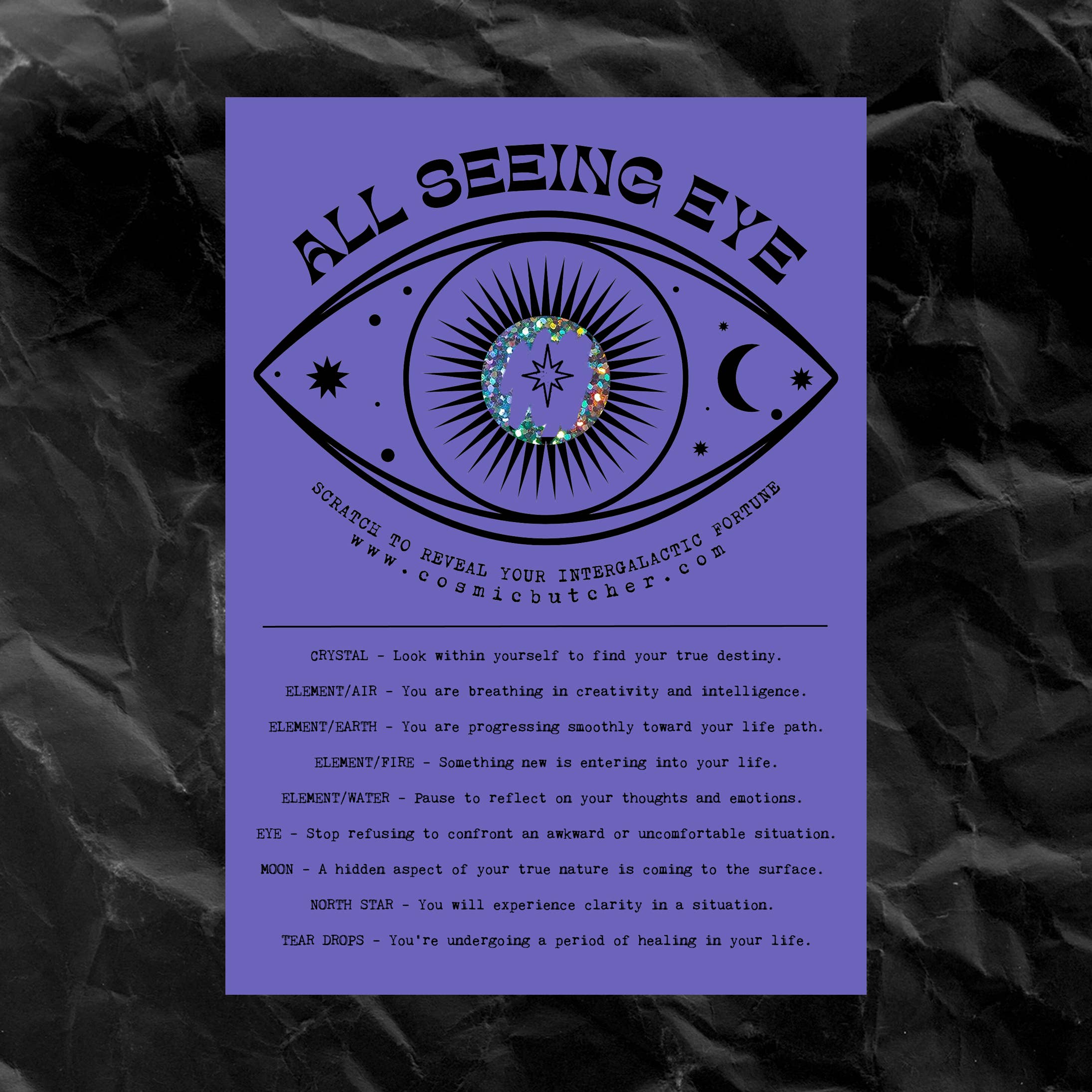 Cosmic Butcher - Wholesale Ansichtkaart - "ALL SEEING EYE" kraslot affirmatie kunstkaart2