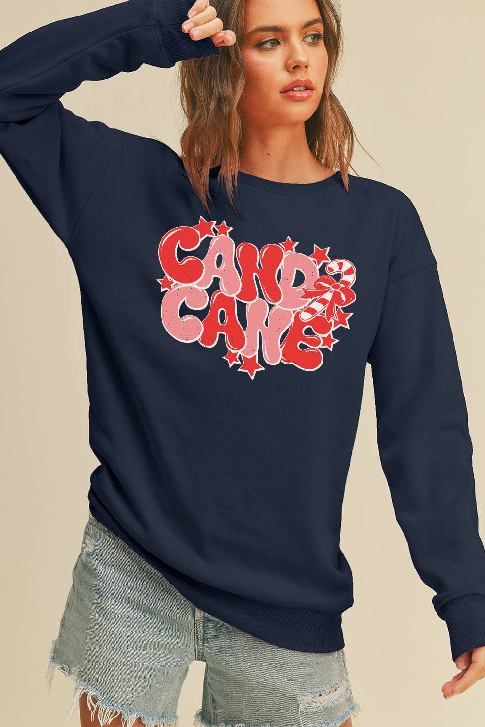 Honestee – wholesale Sweatshirt – Women's – Candy Cane Long Sleeve Sweatshirt8