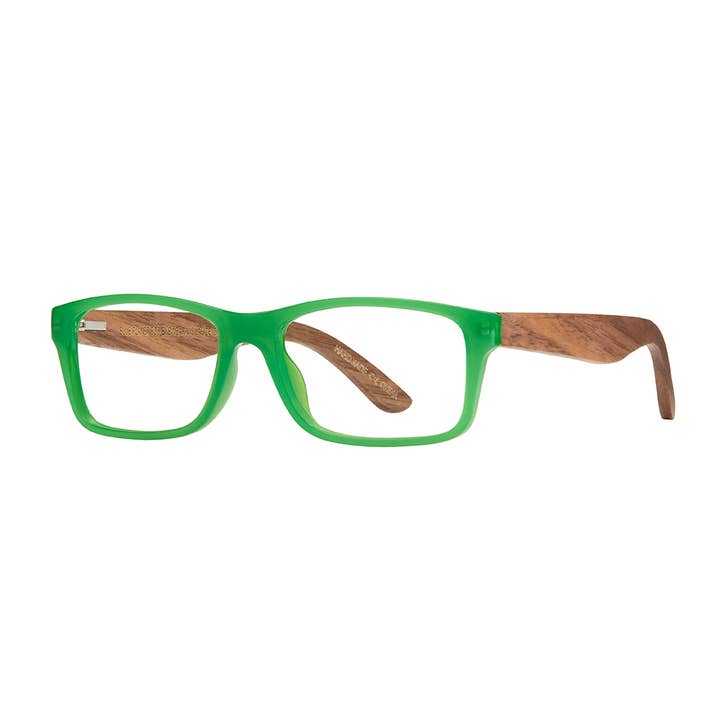 BP20736 Anza - Vert/Noyer - Verres filtrant la lumière bleue pour la vente par Blue Planet Eco-Eyewear