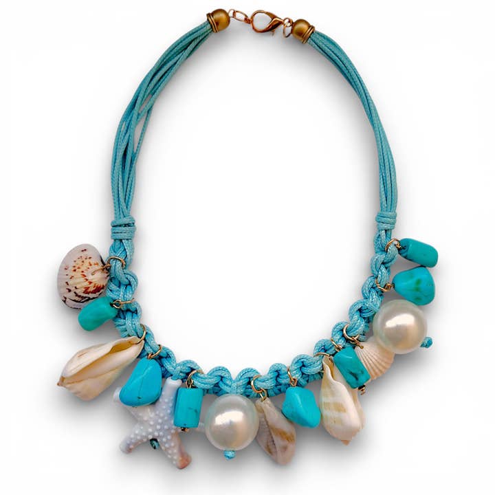 Collier Coquillage Turquoise & Perle | Bijoux d'Été Statement pour la vente par Bijoux Envie Statement Jewelry