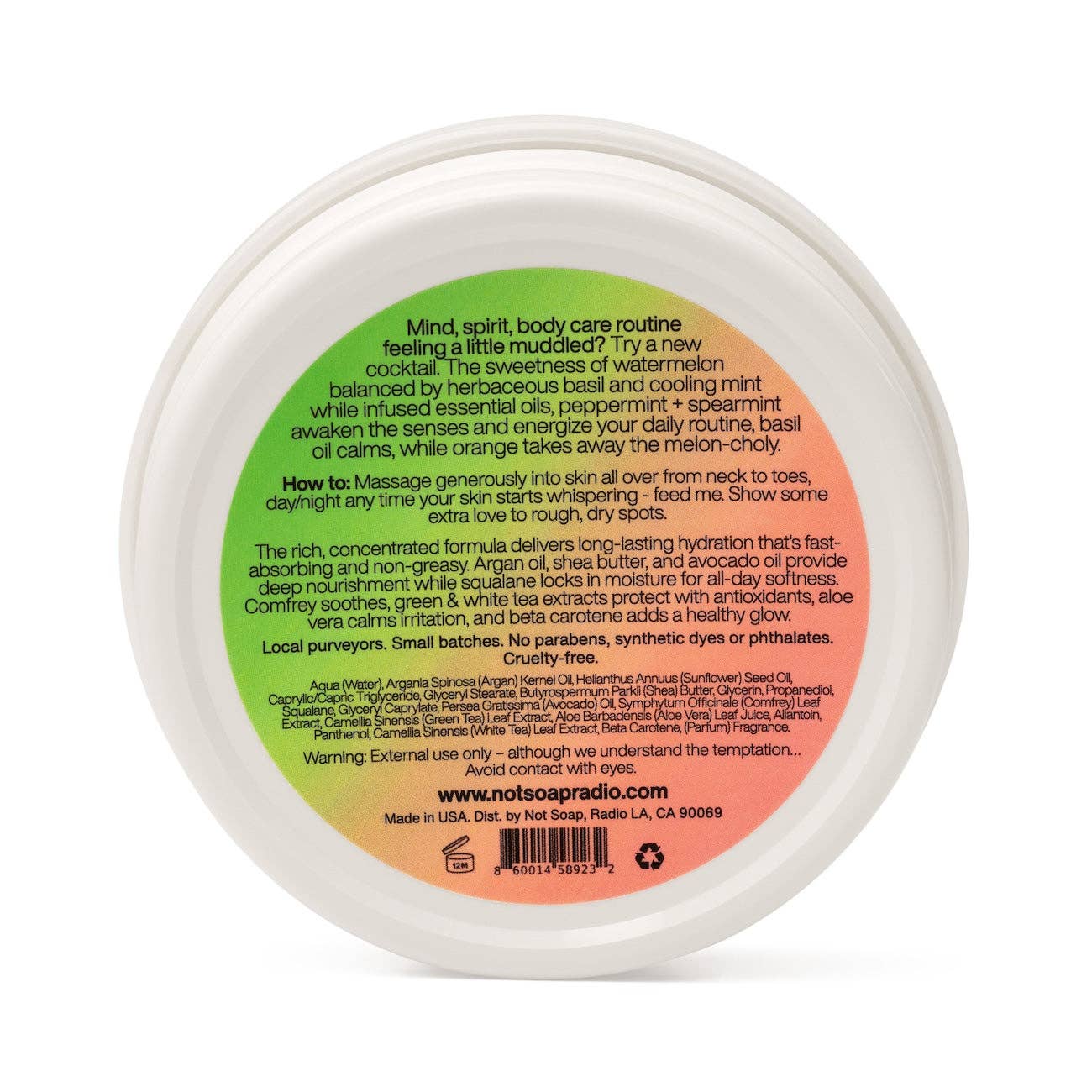 Not Soap, Radio - Wholesale Body Balm/Butter - watermelon basil mint <b>body butter with argan oil</b>5