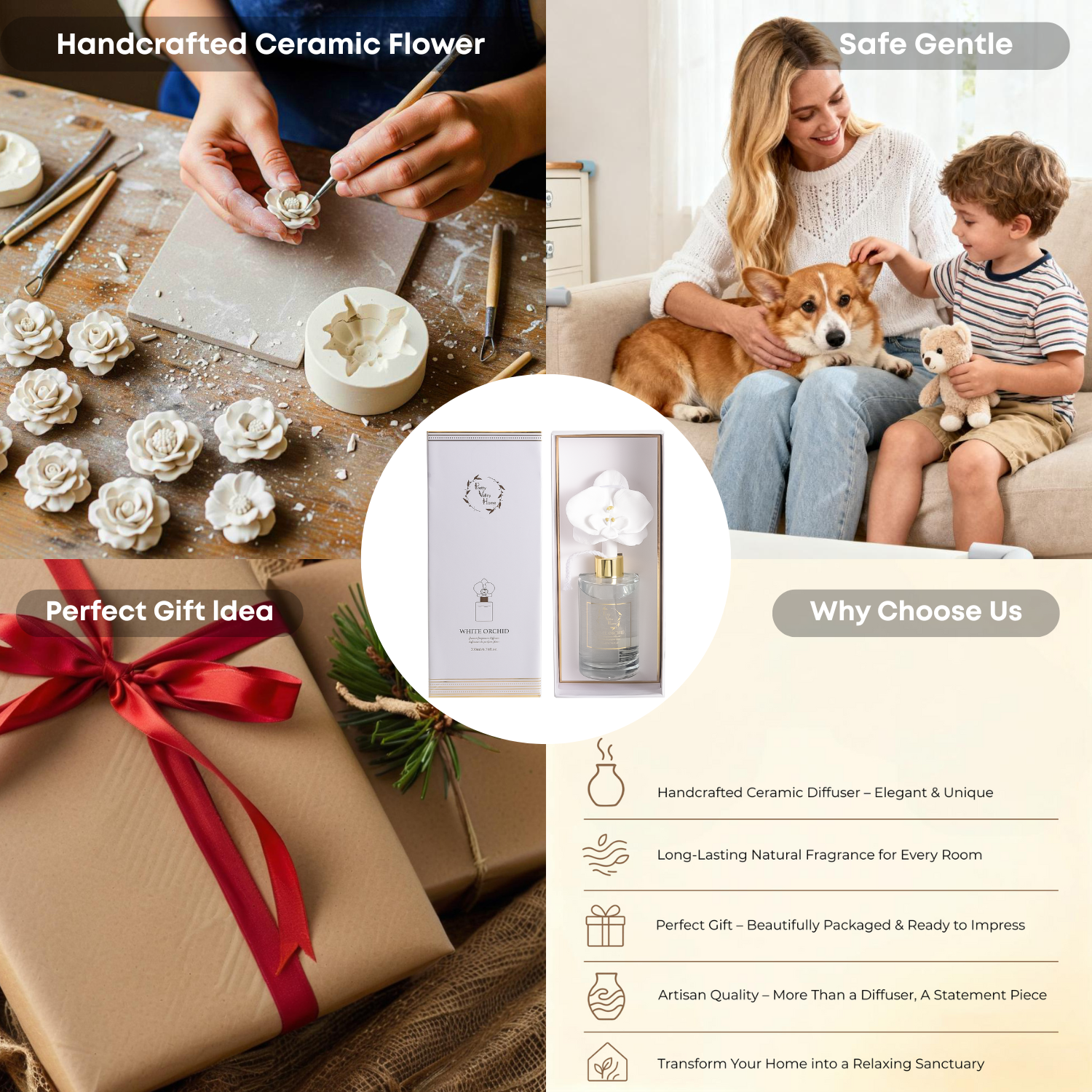 Pretty Valley Home - Wholesale Reed Diffuser - Diffuser Sets Gifts 6.8Oz Golden Orchid (2025)- White Orchid4