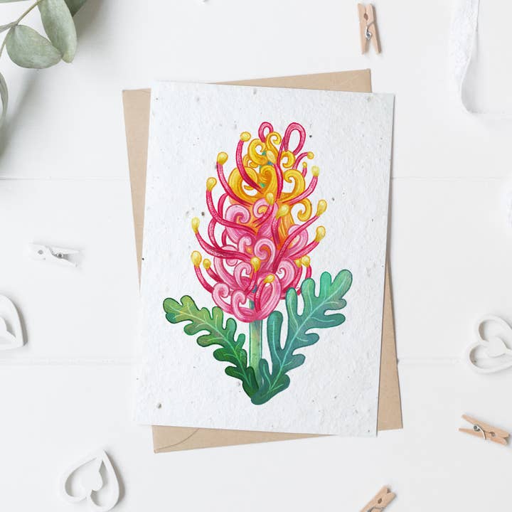 Stray Leaves - Wholesale Everyday greeting card - Plantable grevillea recycled card2