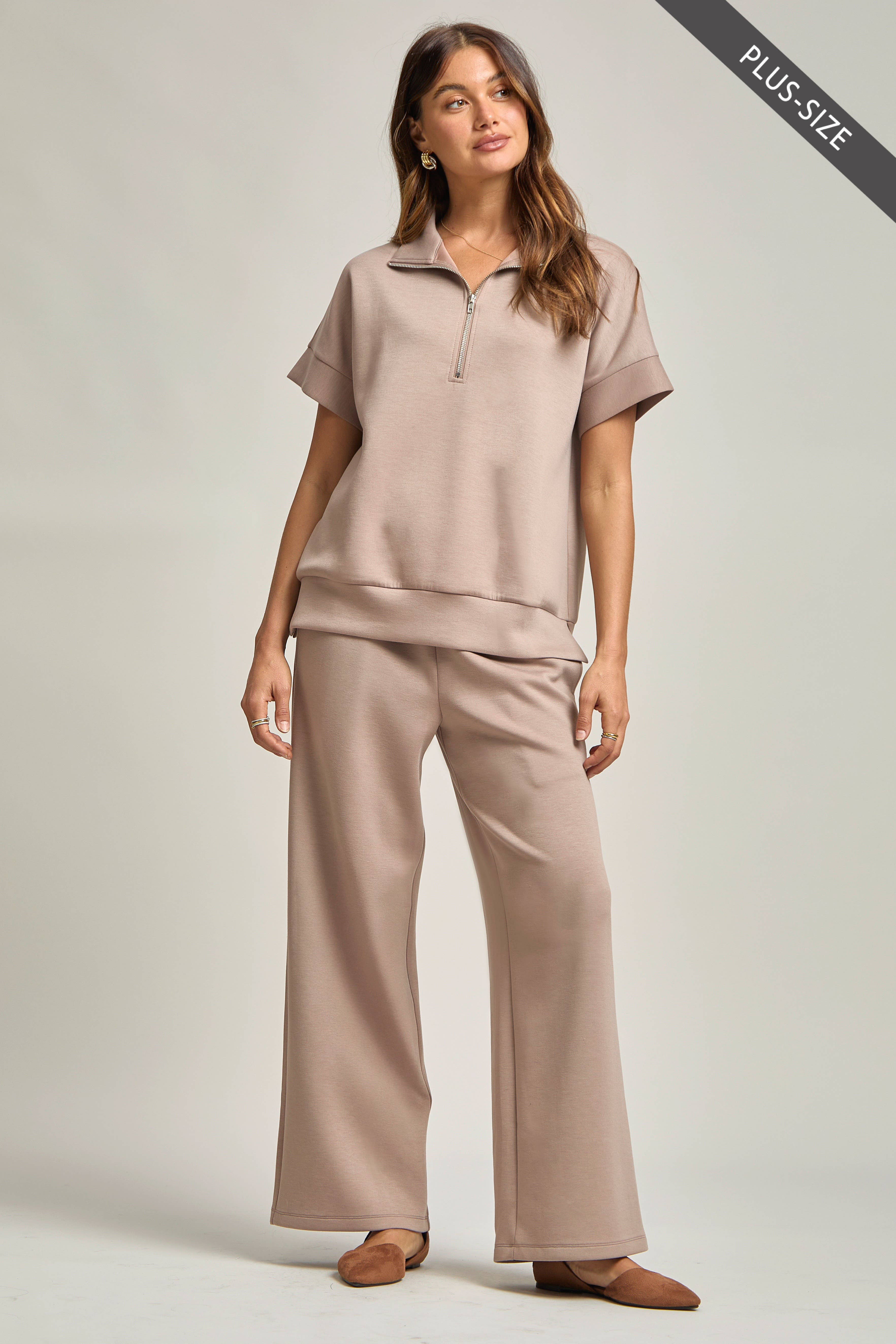 Dear Scarlett - Wholesale Lounge Set - Women's - PLUS SIZE Quarter Zip + Pants Modal Set TRVSET-CATALINAP21