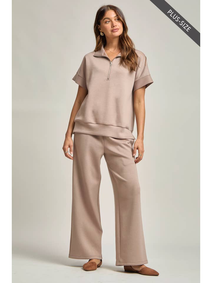 Dear Scarlett - Wholesale Lounge Set - Women's - PLUS SIZE Quarter Zip + Pants Modal Set TRVSET-CATALINAP21