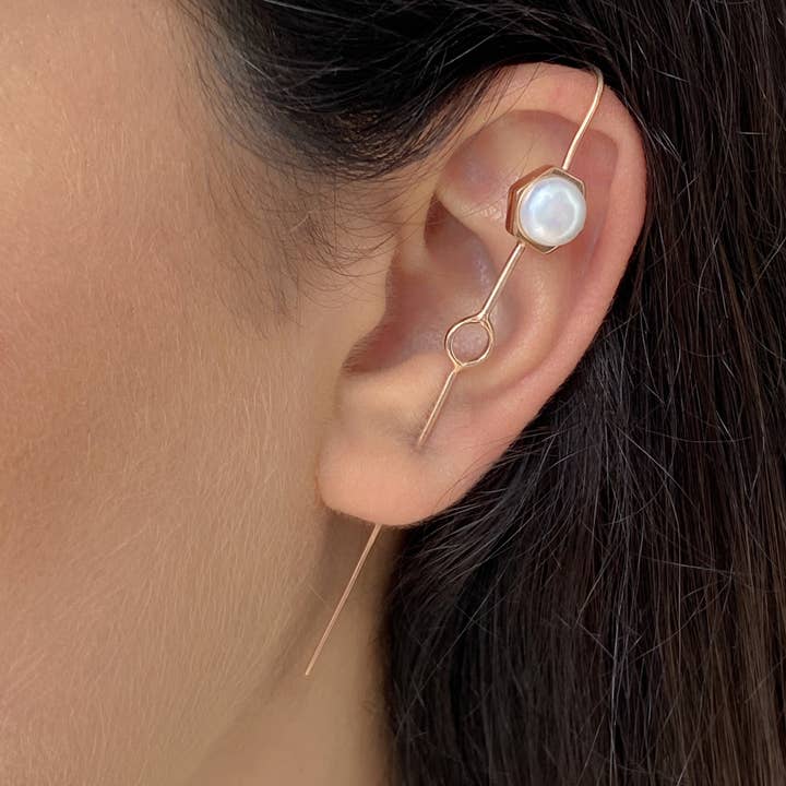 Otis Jaxon London – Großhandel Ear Cuff/Ohrklemme – Roségold-Perlen-Ohr-Kletterer-Manschetten-Ohrringe
