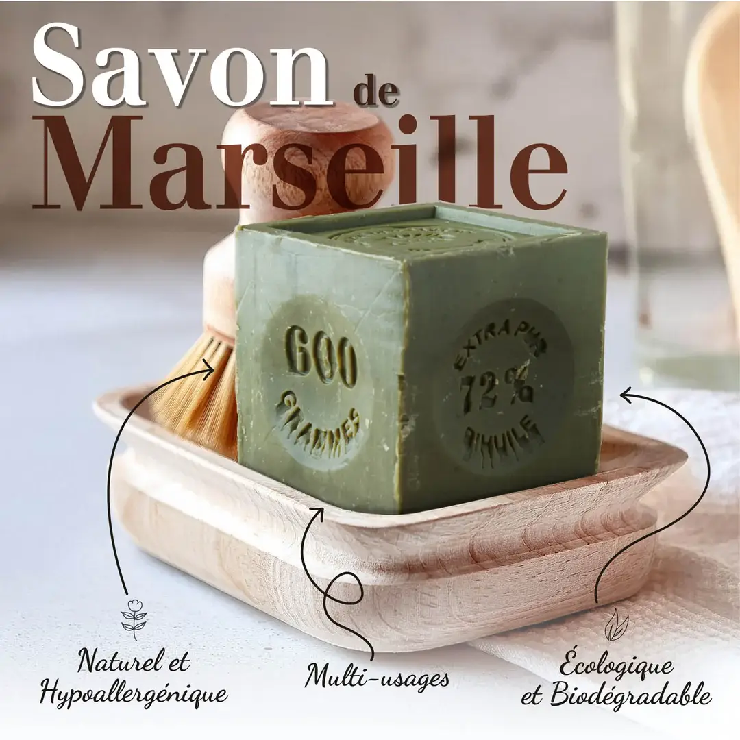 La Maison du Savon de Marseille - Vente Pains de savon - Cube de Savon de Marseille 600g/21,16oz – Savon de Marseille Authentique1