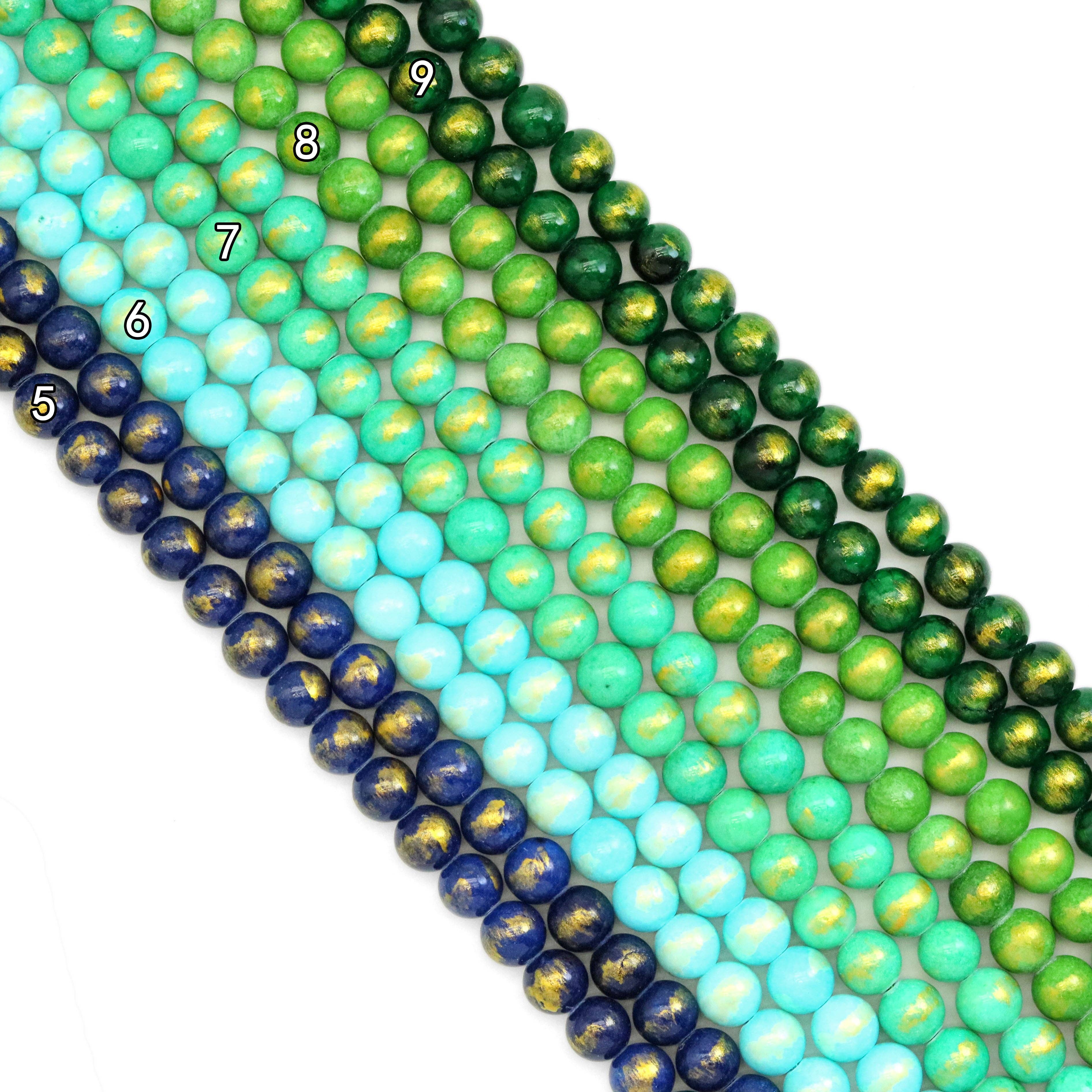 BestBeads&Beyond - Wholesale Beads - Jade with Golden Line Round Smooth Beads, Sku#U18902