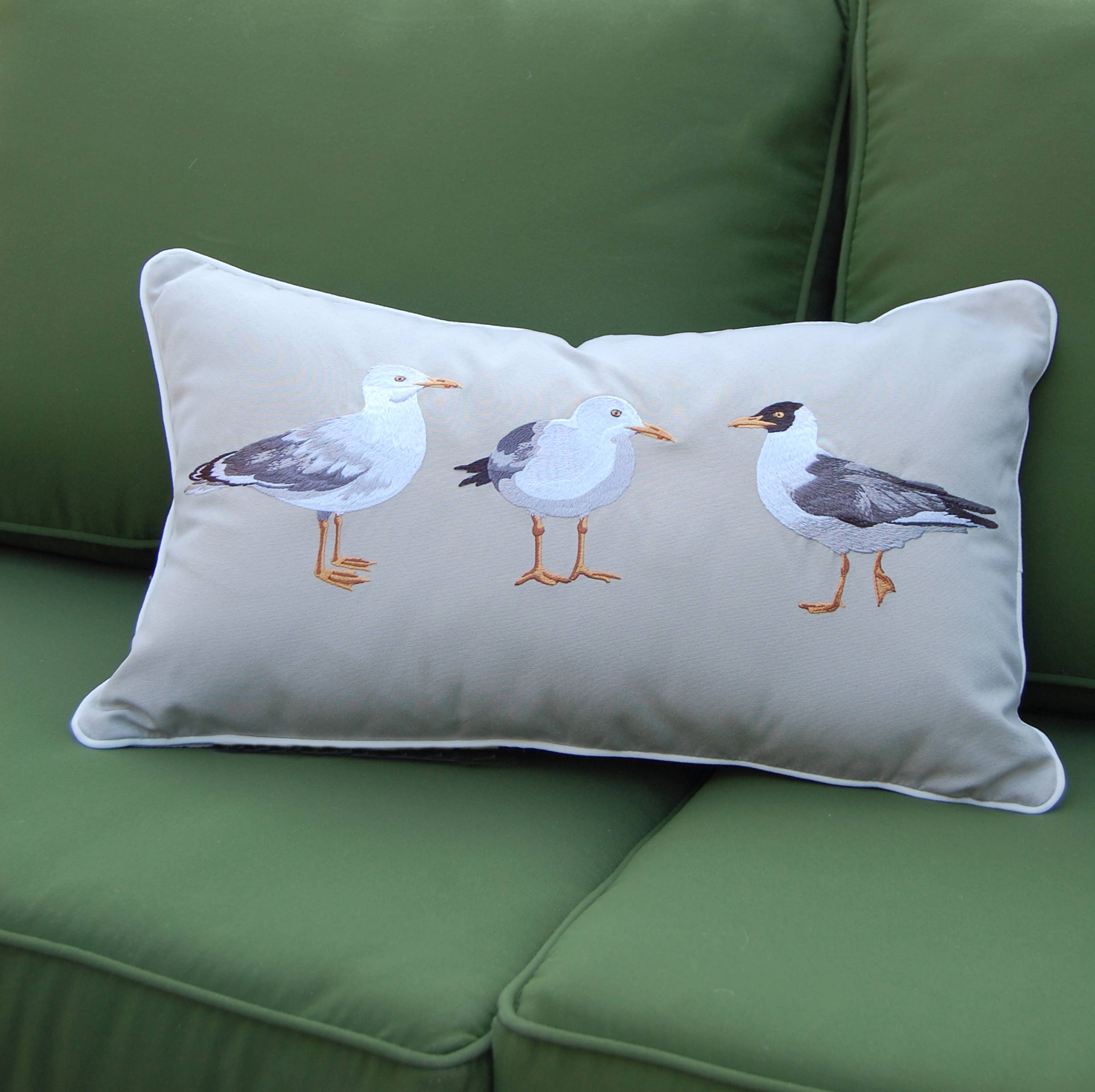 Rightside Design - Wholesale Lumbar Pillow - Seagull Flash Mob Indoor/Outdoor Throw Pillow1
